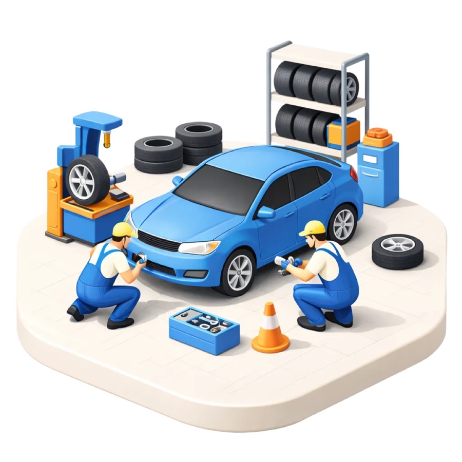 Vehicle repair and maintenance illustration